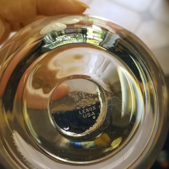 Lenox Etched Flora Vase Small Lead Crystal Glass Flowers Stems Leaves - Picture 3 of 6